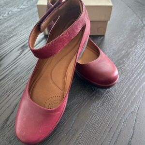 Clarks Red Mary Jane Wedges